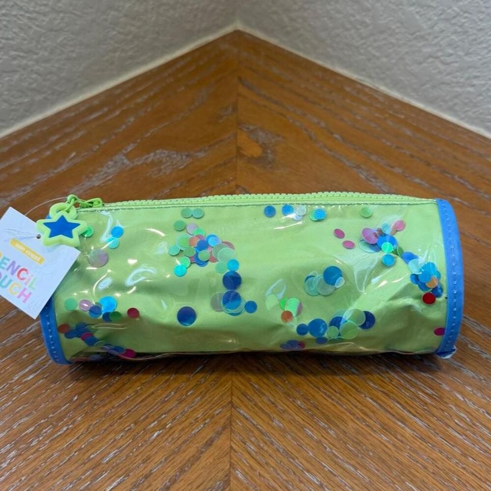 NWT Green Confetti Pencil Pouch Bag